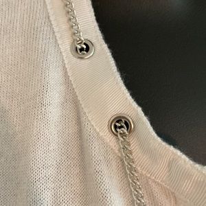 New York & Co chain detail white button cardigan